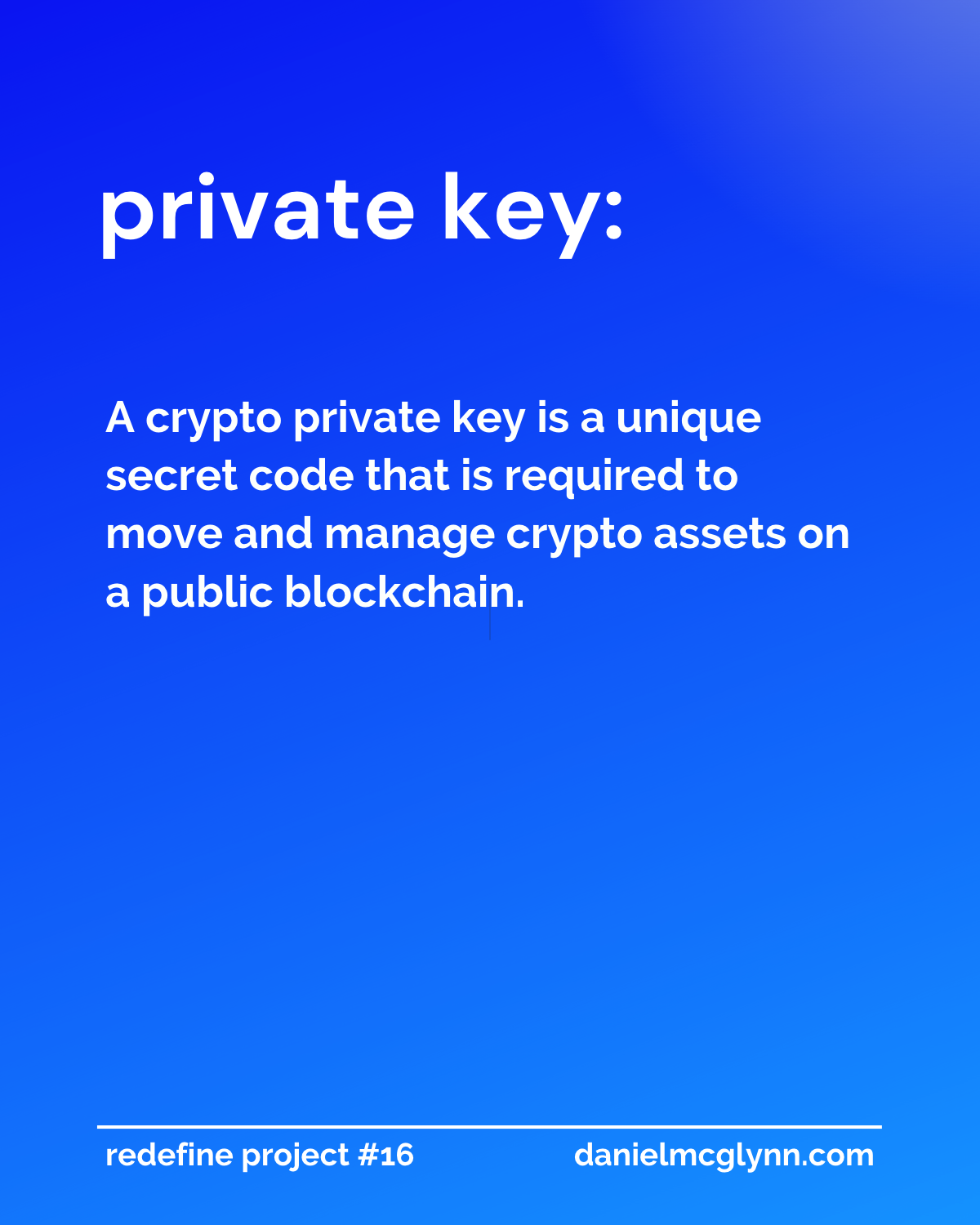 Private key crypto is a unique secret code that is required to move and manage crypto assets on a public blockchain. 