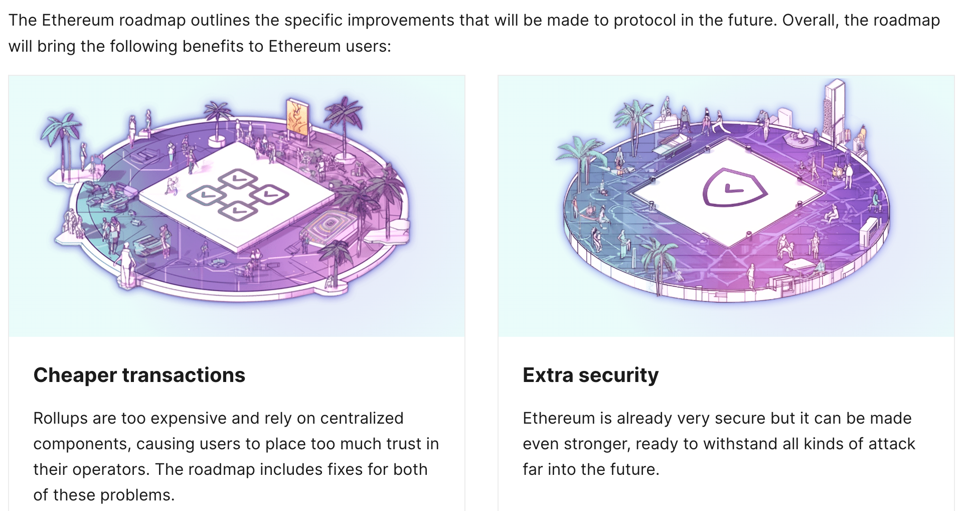 An image showing part one of the Ethereum roadmap: Cheaper transactions and extra security